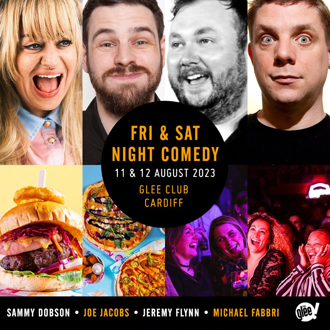 Get your comedy fix at The Glee Club this weekend! 🤣

Behind the mic this week will be this huge line-up of brilliant comics: <a href="/sammytdobson/">Sammy Dobson</a>, <a href="/jesterjacobs/">Joe Jacobs // Moose Solutions out now</a>, @jeremyflynn_ &amp; <a href="/MichaelSFabbri/">Michael Fabbri</a> 🙌

Don't miss out on the funniest night in Cardiff! 👉 bit.ly/CardiffWeekend…