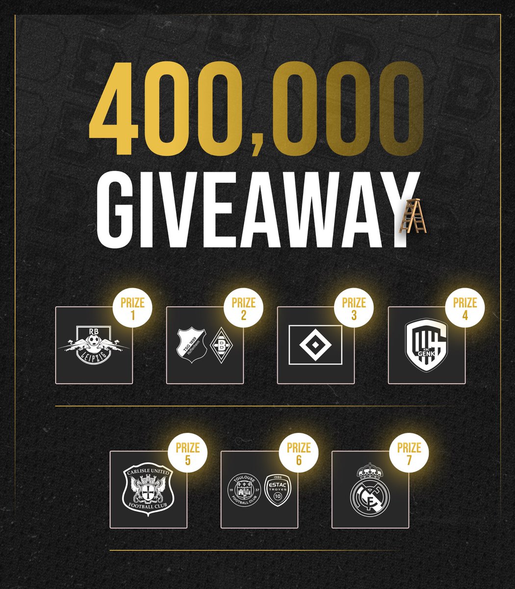 BadManBetting's tweet image. 🎉 400,000 FOLLOWER GIVEAWAY! 

To celebrate. I’m giving away well over £1,000 of prizes throughout the week.

They’ll get bigger and bigger day by day, ending with a massive finale. 

Each prize will be related to a team in my completed £10 to £500 Ladder Challenge. 

🎁 Prize…