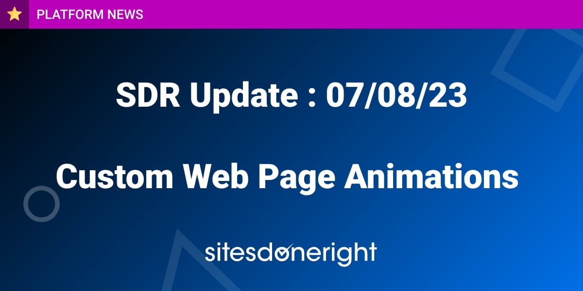 🚀 Exciting news! Introducing SDR's latest update - animations for content blocks! Enhance your website's engagement and creativity with just a few clicks. #webdesign #SDRUpdate

bit.ly/45AYQAr