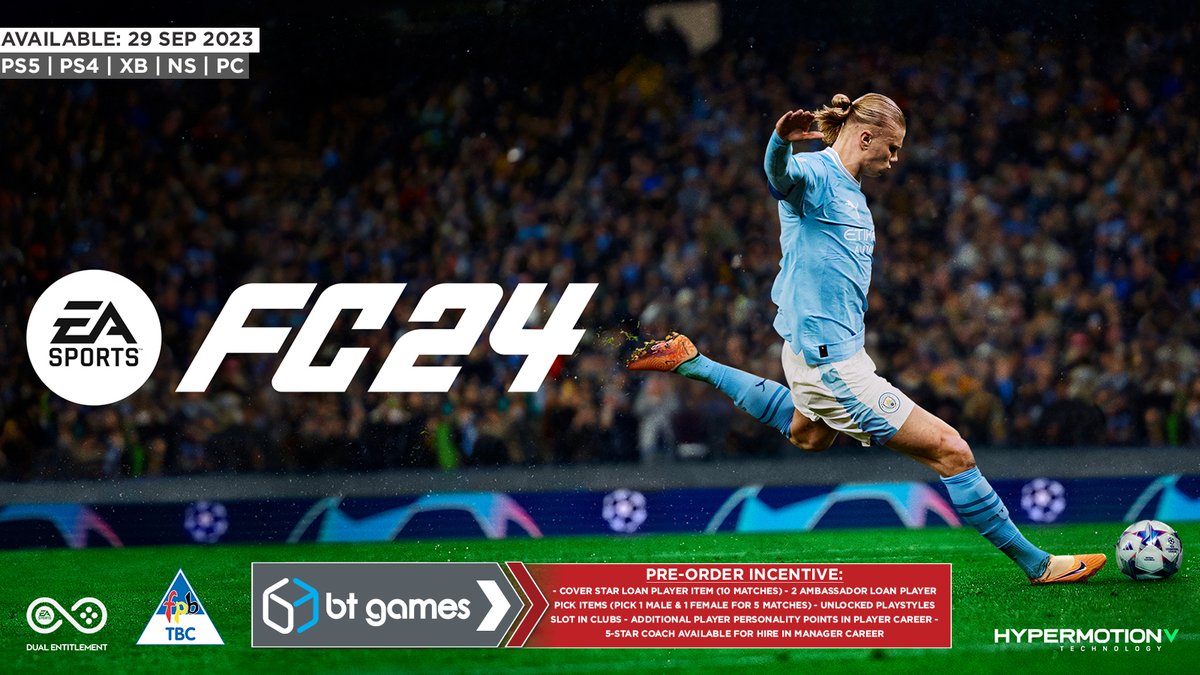 🎮🕹️ Pre-Order EA SPORTS FC24 Now! 🕹️🎮

19,000+ fully licensed players, 700+ teams, and 30+ leagues playing together in the most authentic football experience ever created. 

#BTGames #EASportsFC24  #gaminglife  #PlayStation  #Xbox  #pcgaming #NintendoSwitch