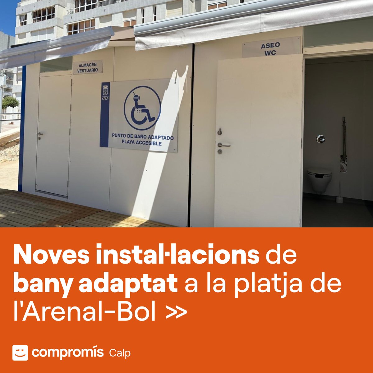 CompromisCalp's tweet image. 🦽🏖️ Renovamos las instalaciones de baño adaptado en la Playa del Arenal-Bol para mejorar el servicio a los usuarios. Es una prioridad fundamental del equipo de gobierno apostar por el turismo accesible y sostenible.

#governsambcompromis