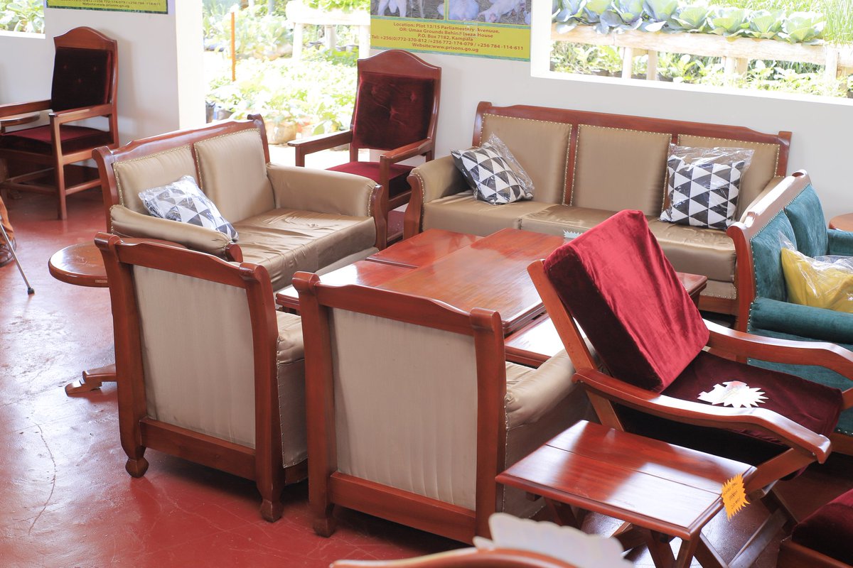 UgandaPrisons's tweet image. Exhibiting Quality sofa sets designed to provide comfort and style to a living space.

They are made of; Hard wood frame material, upholstery fabric (durable and easy to clean), cushioning (high-density foam for comfort and longevity) and overall craftsmanship.

#AgricShow2023