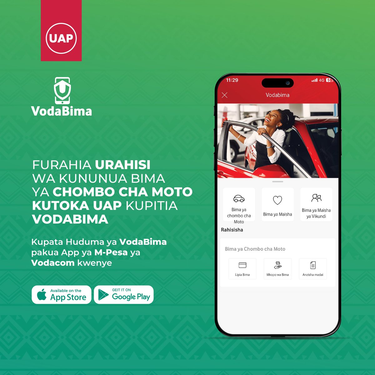 uaptz's tweet photo. Ni Rahisi! Usiruhusu majanga yakukute. Nunua bima ya chombo cha moto kiulainiiiii kupitia vodabima.

Pakua App ya Mpesa kwenye App Store | Play store au ingia menu ya Mpesa kupitia *150*00# kufurahia huduma hii

@vodacomtanzania https://t.co/PnHmSjfzt6