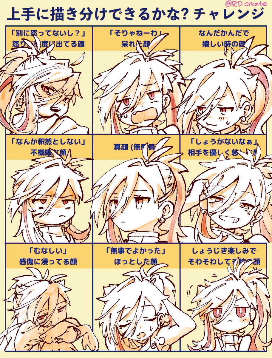 最近なまってきた表情についての練習とかメモとか  テンプレ元
