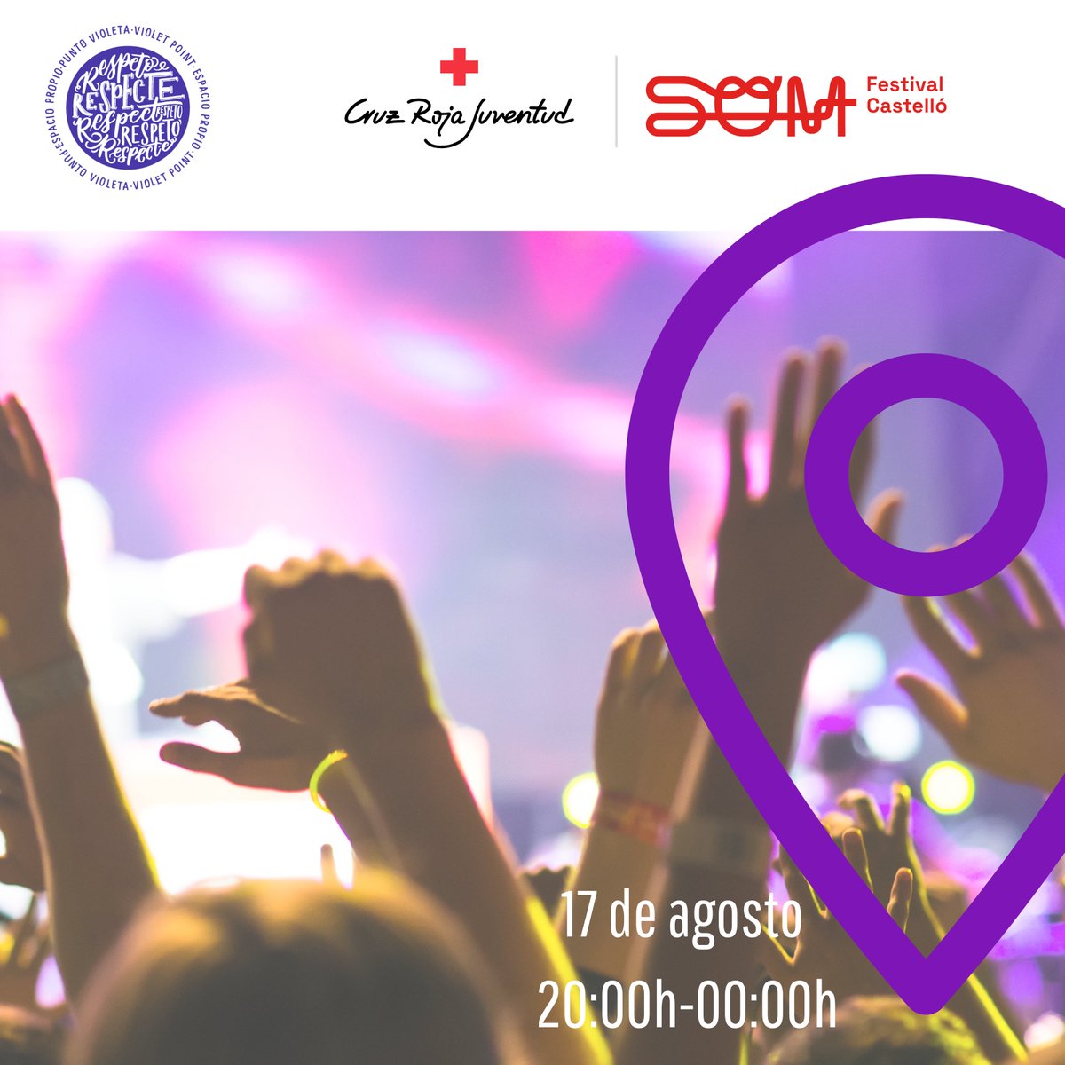 Por un <a href="/SOMFestival_/">SOM Festival Castelló</a>  lleno de música, buen ambiente y libre de agresiones y discriminación

💜Punto Violeta de Cruz Roja el próximo jueves 17 de agosto

#PuntoVioleta #EspacioPropio #SomFestival #EspacioSeguro #FestivalSeguro #CruzRoja #EstamosCerca