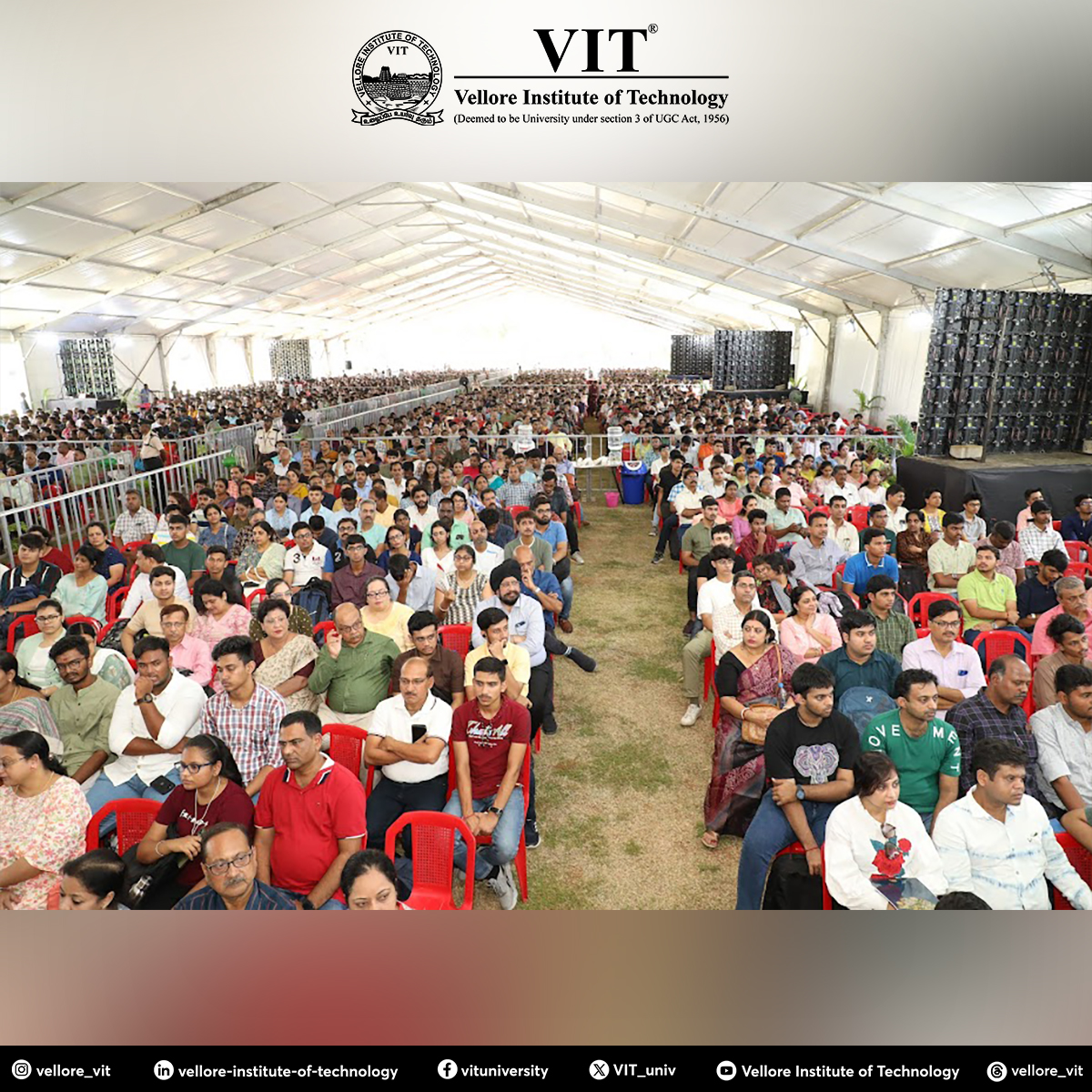 VIT_univ's tweet photo. Today (07/08/23), we welcomed more than 3000 graduate students from 34 States &amp; UTs of India to #VIT as a part of the #induction ceremony for #BTech (Electronics &amp; Communication Engineering Programmes, Mechanical Engineering Programmes), https://t.co/vPP0VU3J3X (IT) Programme. https://t.co/itZ3CiFkVu