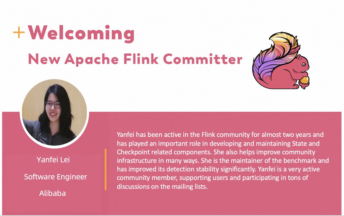 📢 We are happy to announce Yanfei Lei as a new committer in the Apache Flink project.