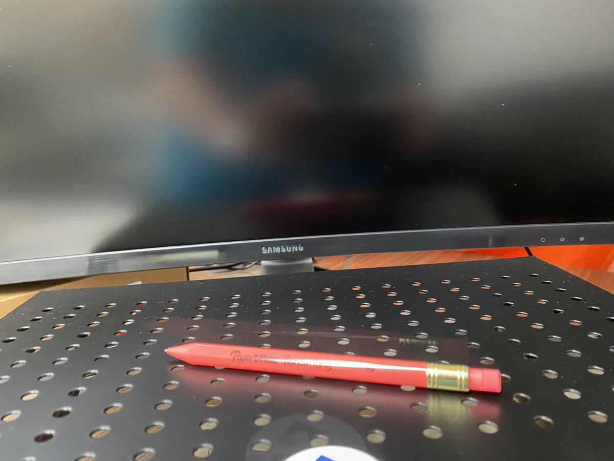 Virginia_Stout's tweet photo. My @PaperMate pencil is holding a a spot for me in my office today as I attend a district meeting off campus all day. 

Why didn’t I take my favorite pencil with me to the meeting? Because it’s nice to return home to a friendly face.  

#Monday
#Pencil https://t.co/voNeZXReCe