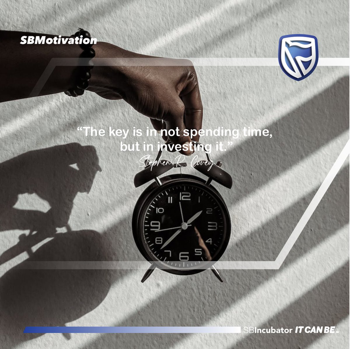 “The key is in not spending time, but in investing it.” -Stephen R. Covey #SBMotivation #SBIncubatorgh #Time