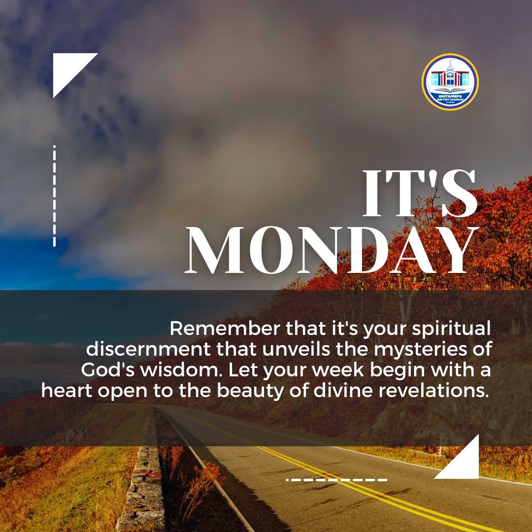 it's Monday!

Remember that it's your spiritual discernment that unveils the mysteries of God's wisdom. Let your week begin with a heart open to the beauty of divine revelations. 
.
.
.
.
.
#MondayWisdom #SpiritualDiscernment
#oritamefabaptistchurch