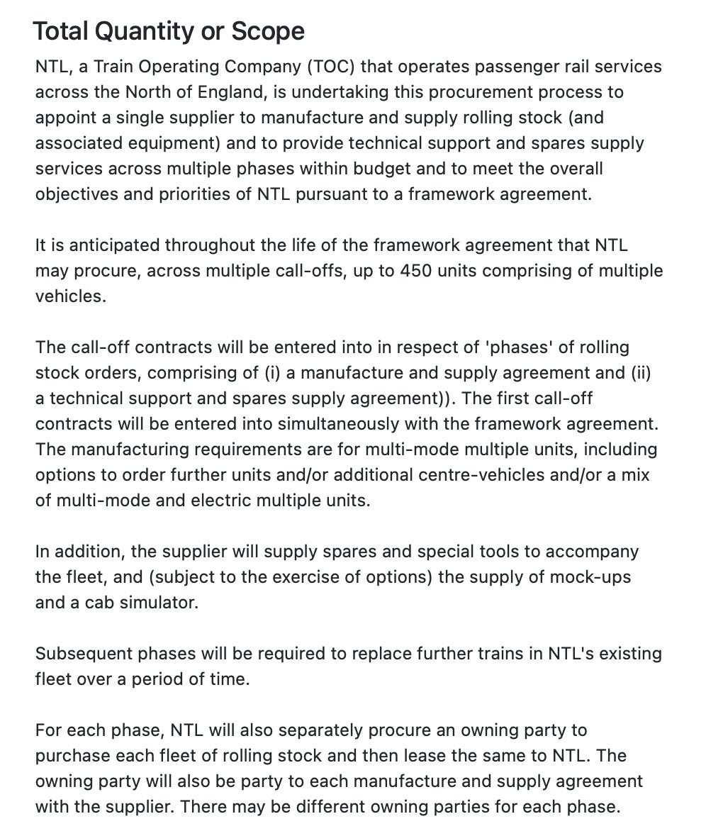 Up to 450 units to be ordered by <a href="/northernassist/">NORTHERN 🚆</a> after a Tender Notice was issued. To be ordered in phases.