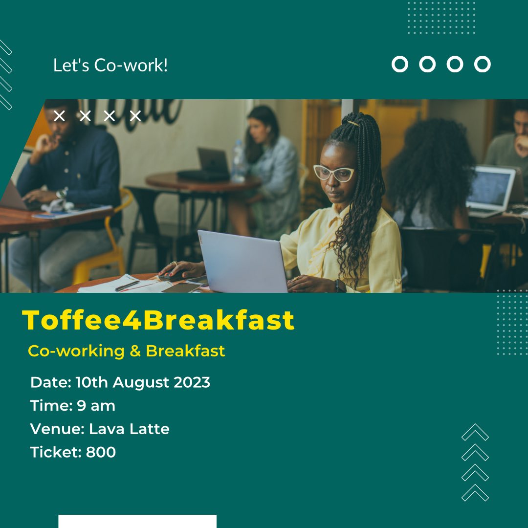 ToffeeTribe's tweet photo. Calling all Remote Workers, Techies, Freelancers, and Early Stage Entrepreneurs
Join us on August 10th, 2023, for an empowering morning at Toffee4Breakfast! 🍳Embrace the perfect blend of co-working, scrumptious breakfast, and meaningful networking🍳☕️🍴 https://t.co/unEPFVShpK