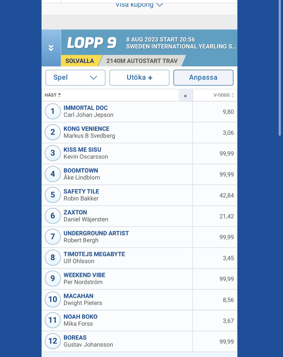Auktionslopp på <a href="/Solvalla/">Solvalla</a> imorgon.

Förstapriset är 250.000 kr (stoloppet delat) total prissumman är 500.000 kr.

Utöver det får segrande hästars ägare ett presentkort på 50.000 kr att köpa ny häst för under auktionsåret 2023! ✨

Vilka tror ni vinner?