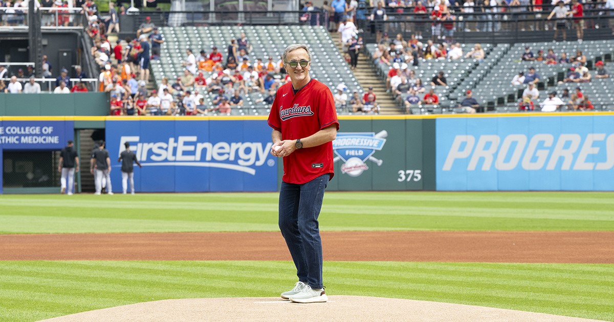 TomMihaljevicMD's tweet photo. Thank you to the @CleGuardians for letting me throw out the first pitch at yesterday's game.

I was invited in honor of &amp; to raise awareness for year-10 of @bikeVeloSano, @ClevelandClinic's movement to support lifesaving cancer research. #BiketoCure #VeloSano10 #CleClinicCancer https://t.co/tNKQxaGbTv