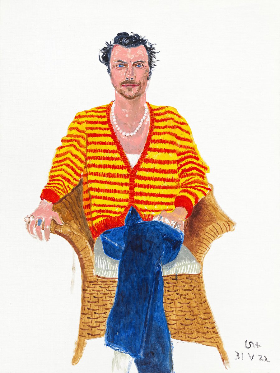 David Hockney unveils portrait of Harry Styles at National Portrait Gallery > bit.ly/3rVwfaf