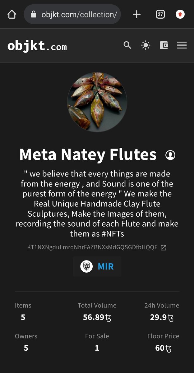 akhgarism's tweet photo. 🩸NEW OFFER🩸
💎NEW SOLD💎

3TH PIECE FROM 21
🔥44.89 #XTZ
Look how is growing our "Meta Natey Flutes" guys.
New offer From @chetmirV 

🌹Welcom to our Tribe mate🌹
https://t.co/VR6J11OY6i

We are 2 Mir in Tribe now :•)) 
#mirinstruments

#NFT #SOLD #objktcom #NFT_Shill #tez https://t.co/556OGqXPMa
