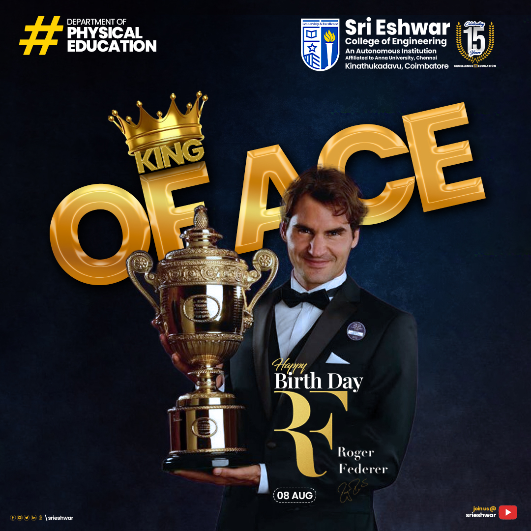 srieshwar_cbe's tweet image. Wishing a smashing birthday to the tennis maestro, Roger Federer, the true King of Aces!

Visit Us: sece.ac.in
.
.
.
.
.
#sece #srieshwar #srieshwarcollegeofengineering #rogerfederer #happybirthdayrogerfederer #birthdaywish #tennis #tennisplayer #champion