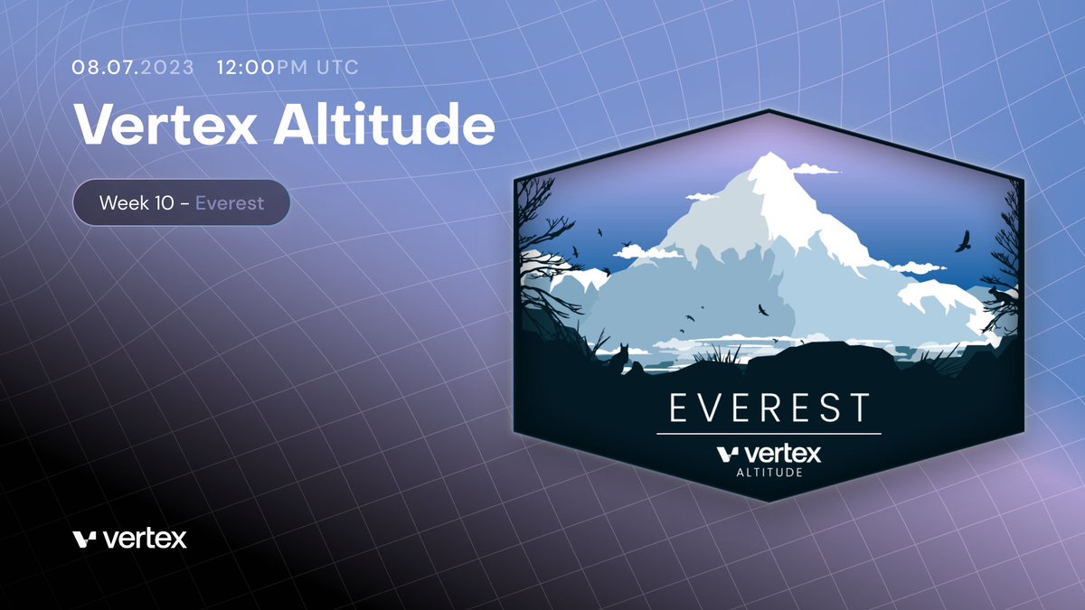 vertex_protocol's tweet image. 1/ Vertex Altitude: The Final Challenge is Live 🏔️

Join us at Everest and complete on-chain tasks to earn an NFT collectible!

What awaits volumooors at the end of this multi-week challenge?

Get started: (tinyurl.com/2s4yj2j8)