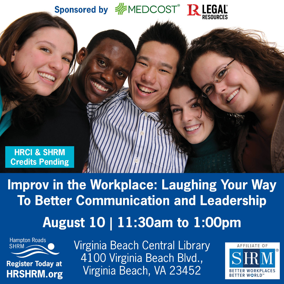 HR_SHRM's tweet photo. LAST CHANCE TO REGISTER for HRSHRM’s August Education Program: Improv in the Workplace: Laughing Your Way to Better Communication and Leadership on August 10, 2023. Learn more and register today at https://t.co/b1TorGg1Wo. 

#HRSHRM #HRCI #SHRM #humanresources #laughter https://t.co/RzRLzfFbgT