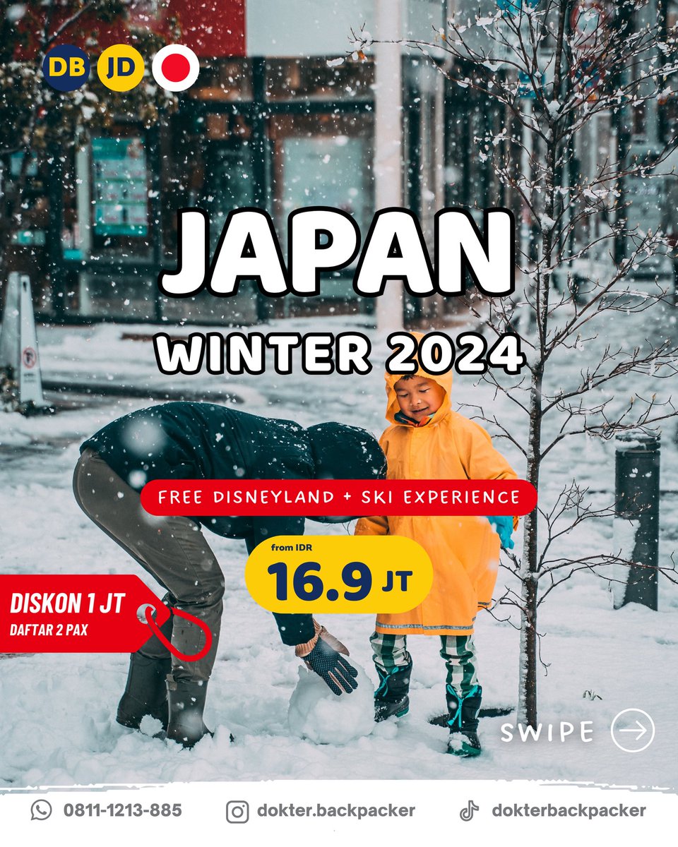 dok_backpacker's tweet photo. FREE DISNEYLAND semua DBers yang liburan ke JEPANG bareng DB 😍 Ditambah kita bakalan main ski di salah satu resort ski terbaik &amp; terbesar di Jepang⛷️ Dengan HARGA TERBAIK ini ga bakal ada deh di yang lain 🌟 https://t.co/G4TVeqUdoU
