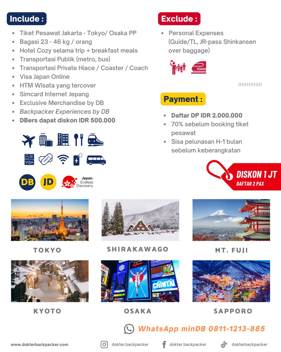 dok_backpacker's tweet photo. FREE DISNEYLAND semua DBers yang liburan ke JEPANG bareng DB 😍 Ditambah kita bakalan main ski di salah satu resort ski terbaik &amp; terbesar di Jepang⛷️ Dengan HARGA TERBAIK ini ga bakal ada deh di yang lain 🌟 https://t.co/G4TVeqUdoU