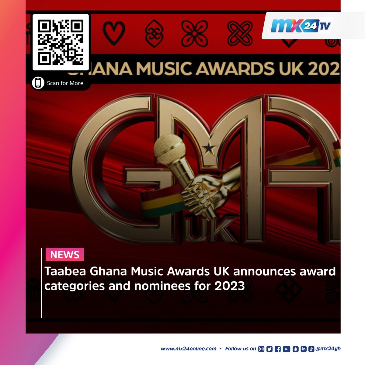 mx24gh's tweet photo. Here are today's biggest headlines. Scan the code to visit our website to read more.

#mx24gh #funfearlessfactual #mx24news #Taabea #GhanaMusicAwardsUK #BECE #WAEC #Niger #ECOWAS #Coup #ImranKhan #Pakistan #Kudus #Brighton #Ajax #Arsenal #CommunityShield #ARSMCI https://t.co/kgD0xTxByU