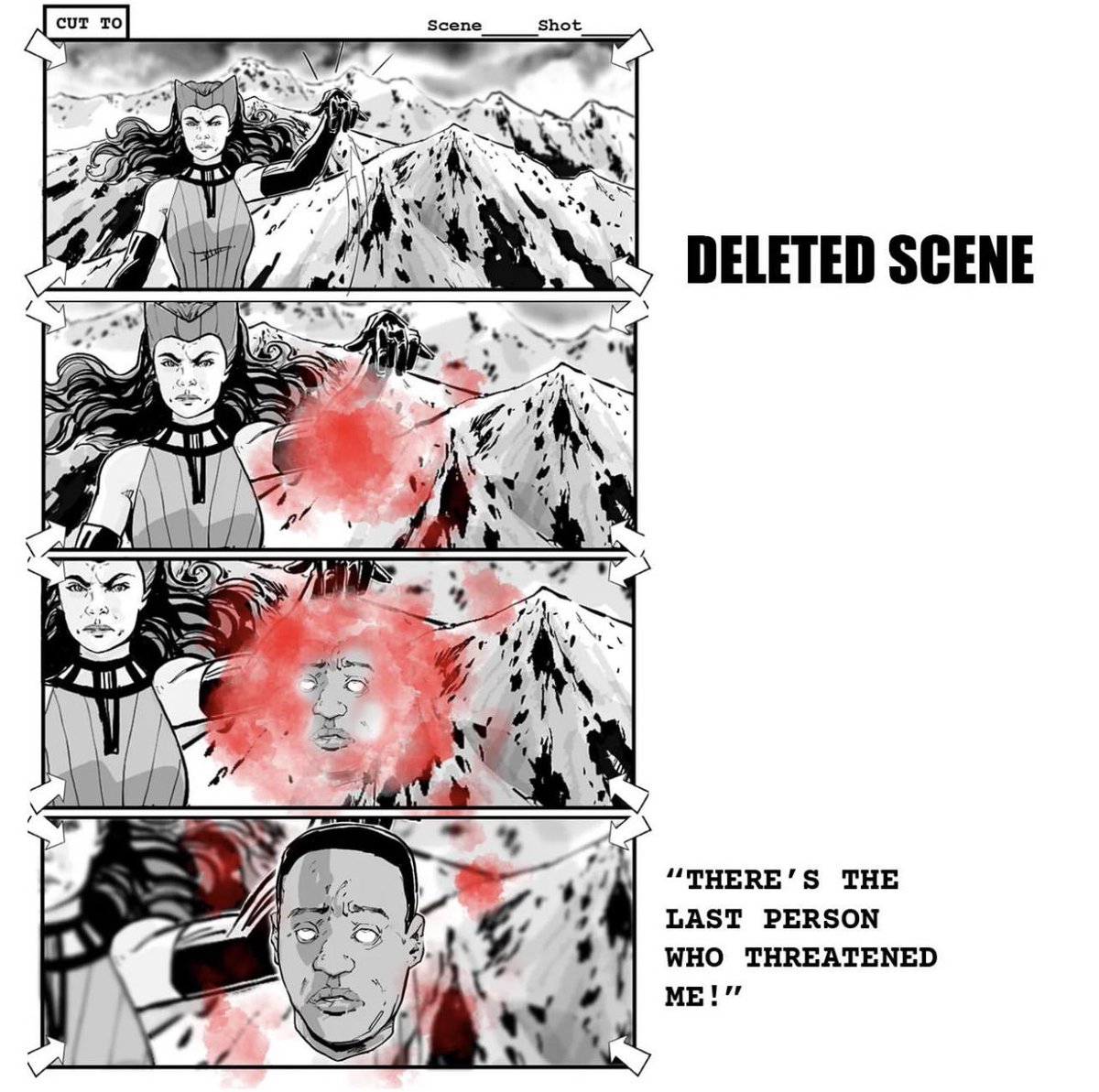 DrStrangeUpdate's tweet photo. Unused poster and storyboards of Earth-616 Mordo in #DoctorStrange in the Multiverse of Madness 🎨

The film would’ve originally caught up with Mordo as we see him confront The Scarlet Witch who would behead him and return him to Strange at the Battle of Kamar-Taj. https://t.co/vI3XqN4Q82
