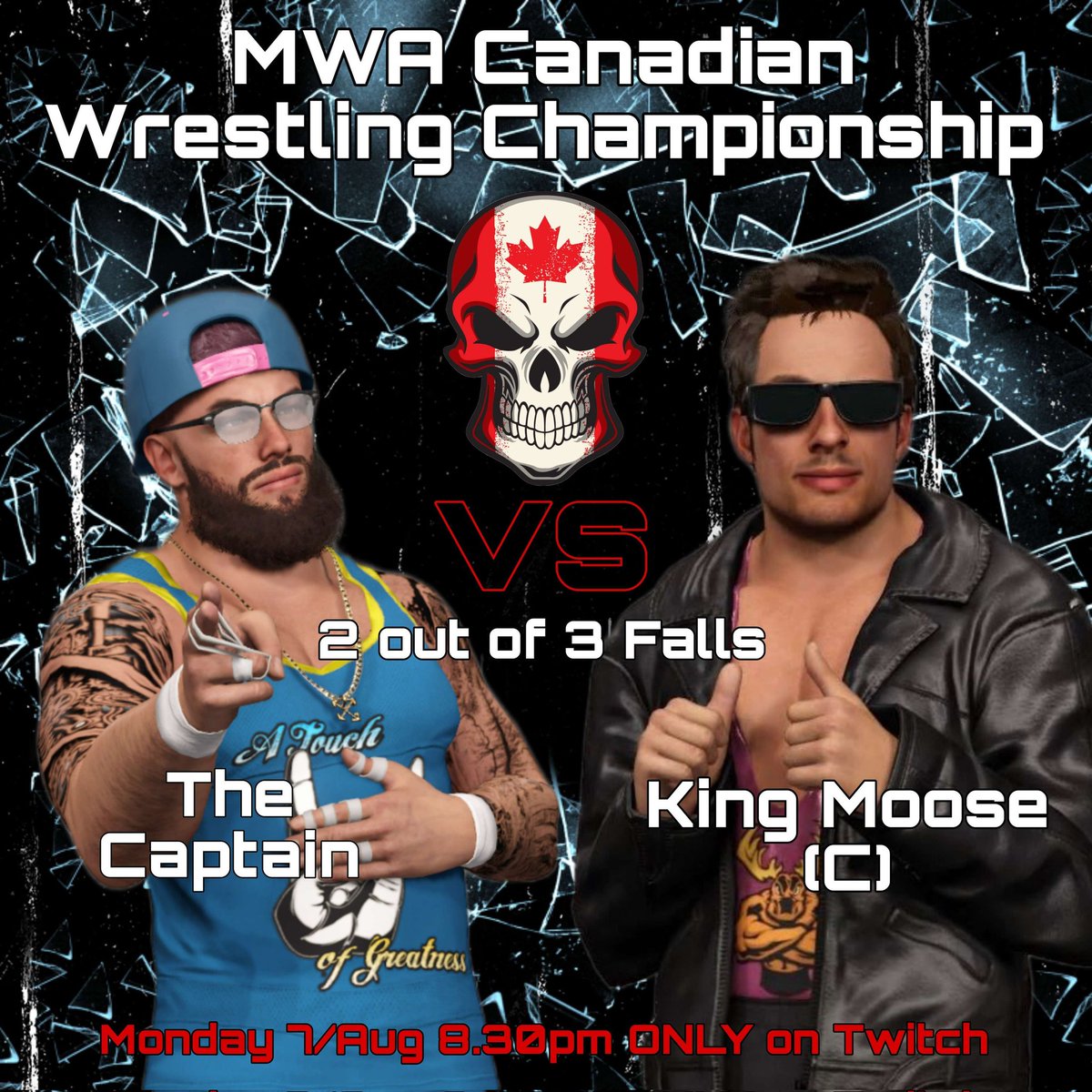 Tonight... The Captain vs King Moose for the MWA Canadian Wrestling Championship! Come along and watch 8.30pm BST
 twitch.tv/manorwrestling…

#twitch #weareMWA #WWE2K23 #manorwrestlingalliance