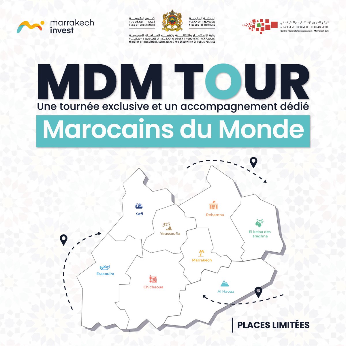 crimarrakechsaf's tweet photo. Vous êtes #Marocain_du_Monde? Vous voulez #investir à Marrakech-Safi?
Choisissez parmi 3 circuits passionnants : Red, Blue, ou Green Tour
30 places seulement par #circuit, inscrivez vous vite!
#marrakechinvest #crimarrakechsafi #investinmorocco #investinmarrakechsafi #joinus #MRE https://t.co/gBSICI9Wy9