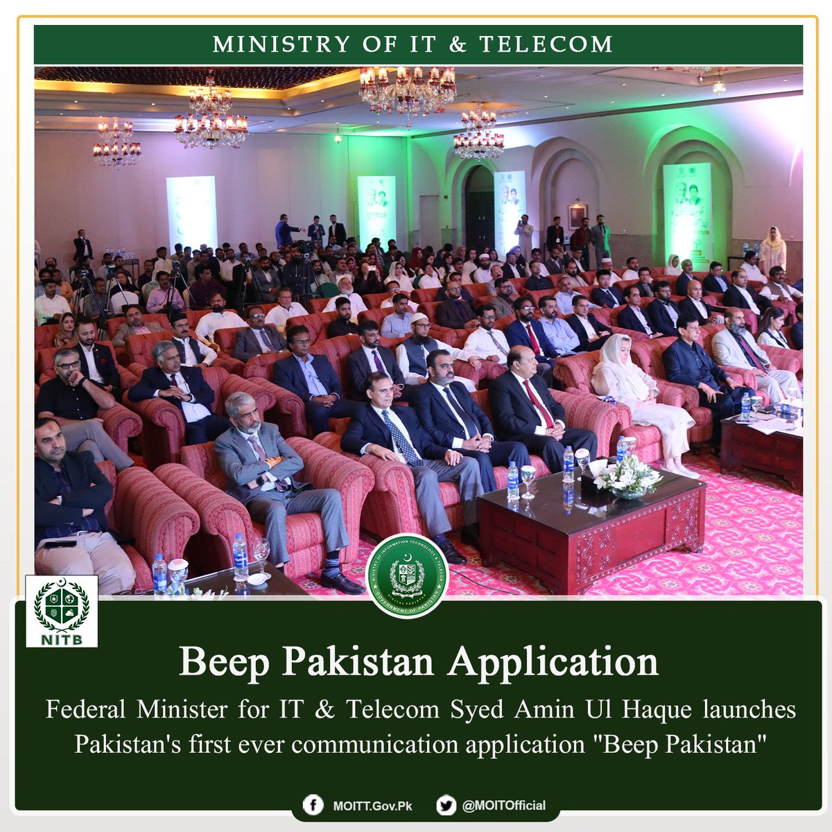 MoitOfficial's tweet photo. National Information Technology Board (NITB) prepared the Beep Pakistan application to optimize communication and operational efficiency within the government organisations.

#DigitalPakistan #Egovernance https://t.co/isgYKJPhmt