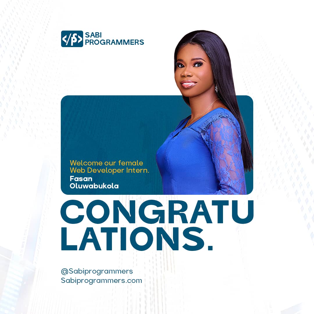 SabiProgrammers's tweet image. 🎉 Excited to welcome Fasan Oluwabukola aboard as our Web Development Intern!

🌐🚀 Get ready to dive into the world of coding and innovation. 🌟👩‍💻

#NewBeginnings #WebDevIntern #TeamInnovation 🌈👏