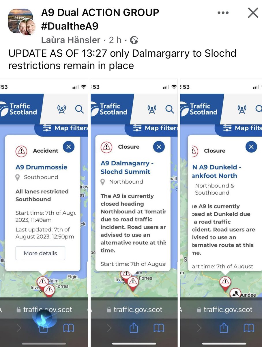 Just the 3 accidents closing the #A9 at 3 different points today… 😞 All political parties have got to come together to address this.   #dualthea9