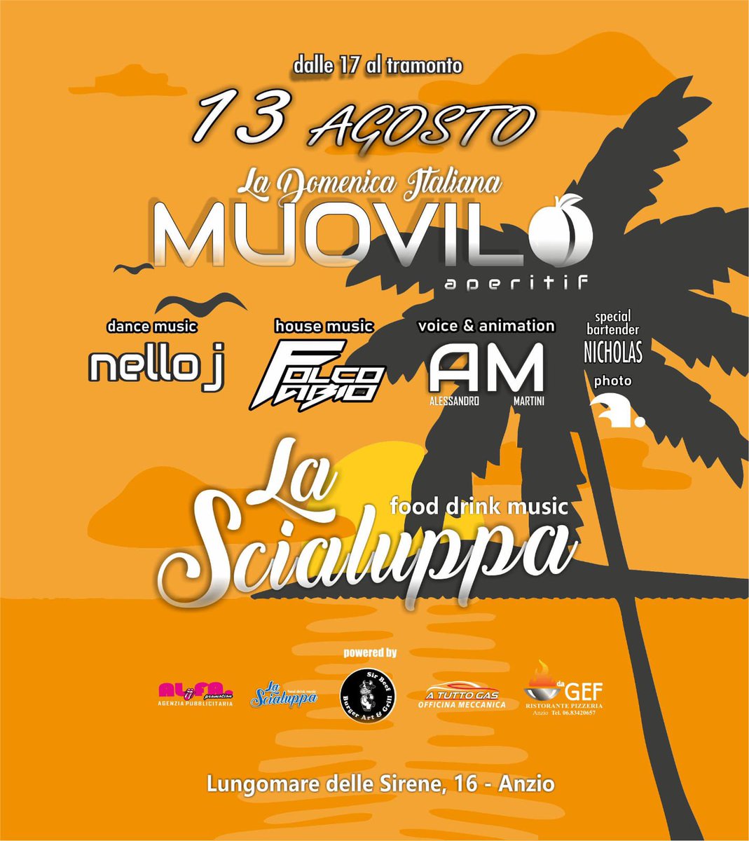 Amici di Anzio, ci vediamo domenica 13 agosto, nel weekend pre-ferragosto presso il lido La Scialuppa, con tanta bella musica e divertimento, in consolle non sarò solo ma ci sarà il grande Fabio Folco dj.
Vi aspettiamo in numerosissimi per fare festa tutti insieme 🎉🎉😉