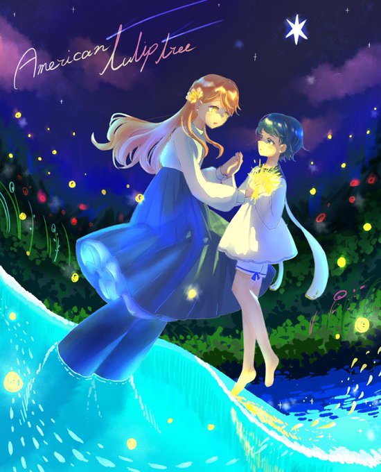 「blue hair night sky」 illustration images(Latest)｜5pages