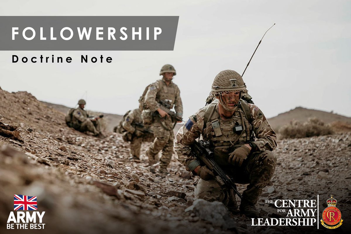 Army_Leadership's tweet image. *New Army Doctrine Note Release*

FOLLOWERSHIP

We’re pleased to share our latest publication on ‘Followership’ with you. This is something we have been working on for several months now as the calls for followership specific content and language continues to grow. It will also