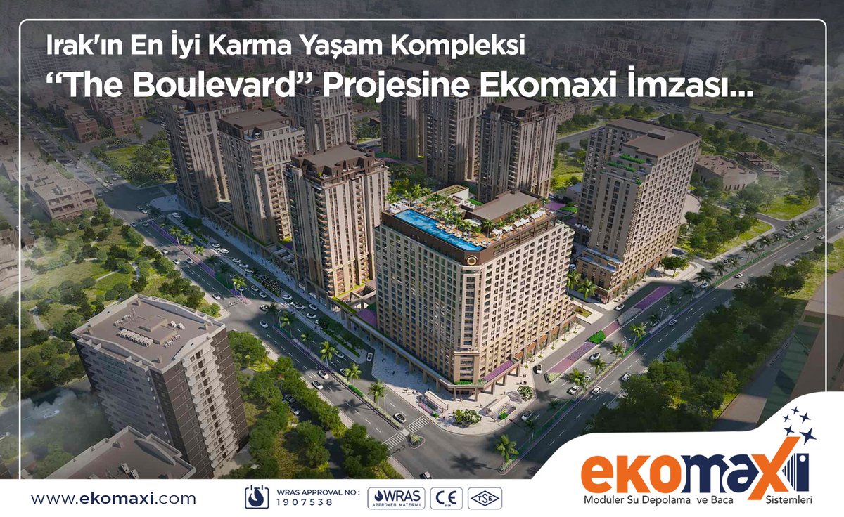 Ekomaxi1's tweet photo. Irak’ın Erbil kentinde inşa edilen ve ‘yüzyılın projesi’ olarak adlandırılan ‘The Boulevard Karma Yaşam Kompleksi’nin tercihi de Ekomaxi oldu.

https://t.co/oJ4XWw9uLV

#hvac #sudeposu #iraq #YerliÜretim #İhracat #MilliÜretim #erbil #watertank #grpsudeposu #paneltank #temizsu https://t.co/AsUgO0l4Tv
