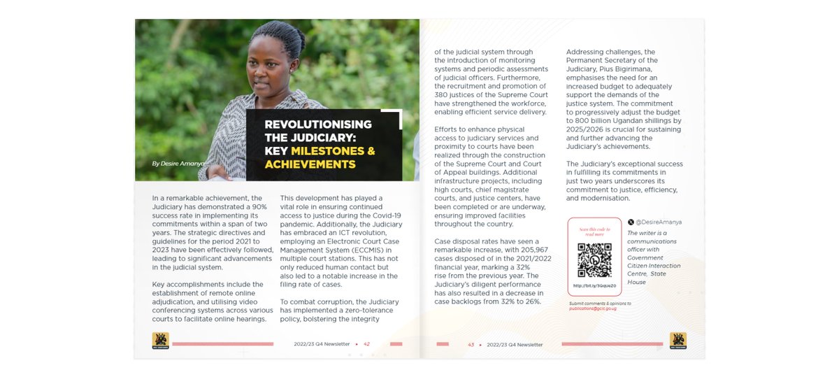 DestinationUG1's tweet photo. "To combat corruption, @JudiciaryUG has implemented a zero-tolerance policy, bolstering integrity of the judicial system through introduction of monitoring systems and periodic assessments of officers." writes @DesireAmanya @GCICUganda #GCICNewsletter
https://t.co/avVFOrkc2V https://t.co/siSyFkDQNK