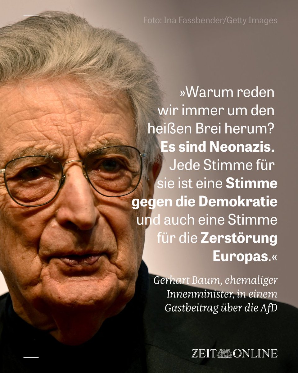 Das Erstarken der AfD weckt bei Gerhart Baum Erinnerungen an Traumata der Nachkriegszeit. Die Gefahr werde auch vom Kanzler verharmlost, schreibt der ehemalige Innenminister in seinem Gastbeitrag. trib.al/GgpA68E