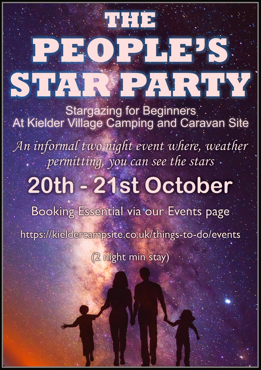 RichDarn1's tweet photo. Fancy a two night camp out under England's darkest sky? The famous People's Starcamp is back at Kielder Campsite 20/21 Oct in Northumberland!  Check it out - and book early. Saturn and Jupiter will look great this year. @GoStargazing @NlandNP @Kielderstarcamp @VisitNlandbiz https://t.co/LyrXF084gH
