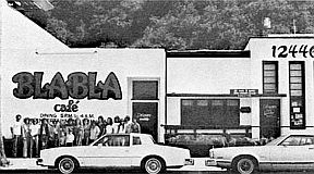 The Bla Bla Cafe’ was a small quirky hole in the wall spot. Bla Bla in the late 1960’s and into the 80’s became the place in LA where you would find up and coming music stars.
There was really a guy named Sally there, fun and very colorful.
