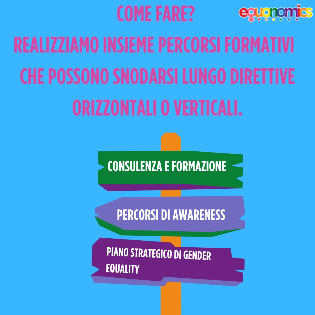 La parità di genere non va in vacanza!! Fermarsi aiuta a pensare… 

Realizziamo insieme percorsi formativi che possono snodarsi lungo direttive orizzontali o verticali. 

#equonomics #genderequality