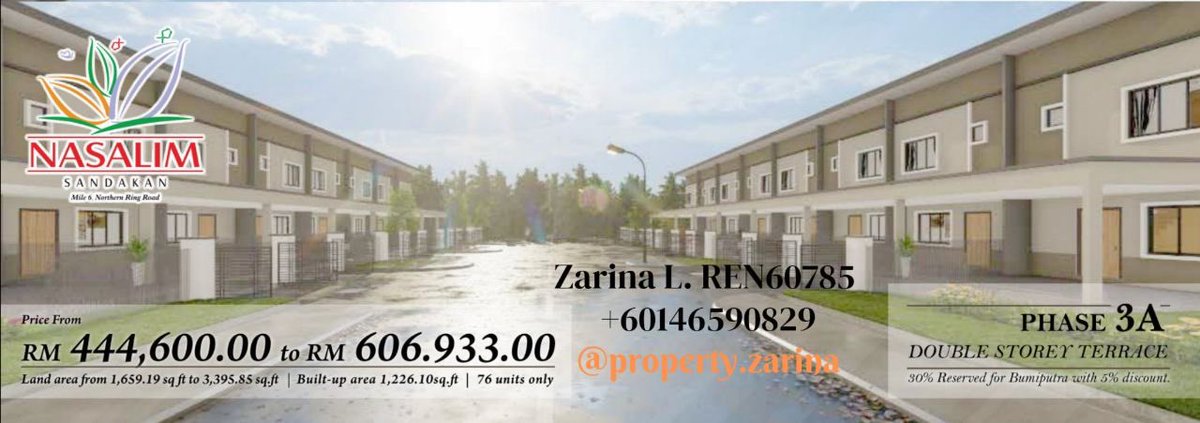 Nah kamurang! Ada SATU LOT baru release CORNER UNIT lagi tuuu!

Taman Nasalim Phase 3A

Inter-Corner Lot Unit
2636.2 sqft
RM518,853
Bumi Lot

First Come First Serve.

wasap.my/60146590829/Na…

<a href="/SDKNCity/">Sandakan City</a> <a href="/SANDAKANtwt/">Sandakan City 😷</a> <a href="/SandakanOnline/">Sandakan Online</a>