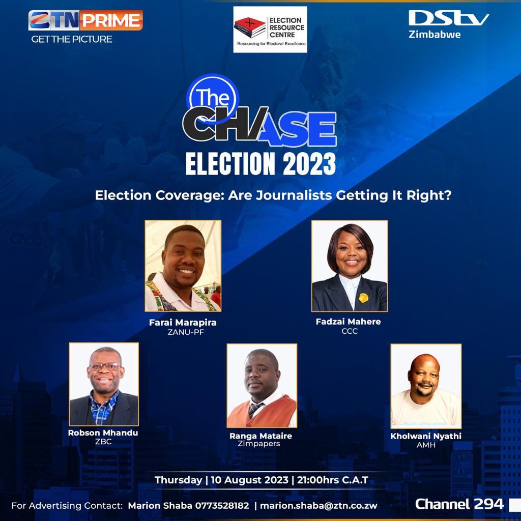 SautiLazarus's tweet photo. The Chase Election Coverage: Are journalists getting it right? 

Join the conversation on #TheChase this Thursday @2100hrs CAT

#ZTNPrime #DSTV294 https://t.co/h9TqgdDAqW