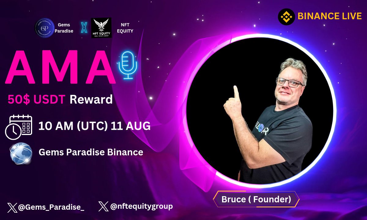 Gems_paradise_'s tweet photo. 🥳 Gems Paradise  x NFT Equity Binance Live AMA

⏰ Time:  10 AM (UTC) 11 AUG
🎁 $50 for 10 Best Questions

🔷Follow @Gems_paradise_&amp; @nftequitygroup
🔷 Comment Question, 
🔷 Like, Retweeted &amp; Tag your 3 Friends.

📍Set Reminder: https://t.co/FX81zVWPLw https://t.co/MtxZ7noSMN