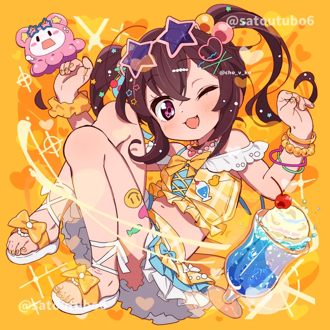 ちょこさんのご依頼にて、アルバムジャケット用イラスト描かせていただきましたアクキーやアクスタにもなるみたいポップでエモくてすっごくかわいい素敵な楽曲達、是非是非たくさん聴いてくださいね