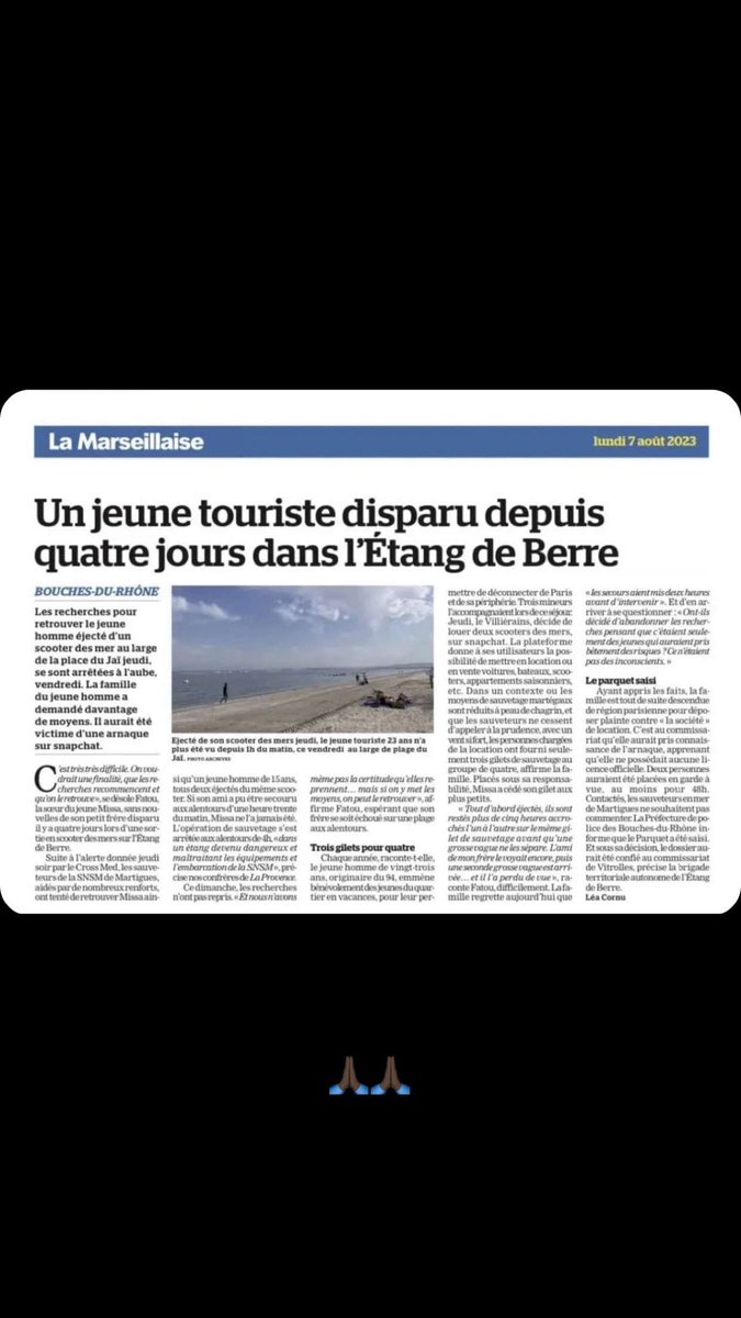 RuudaxLeBaron's tweet photo. Partager en masse svp ils n’ont pas repris les recherche pour notre frère missa !! #martigues #etangdeberre https://t.co/jKTg9pH5n1
