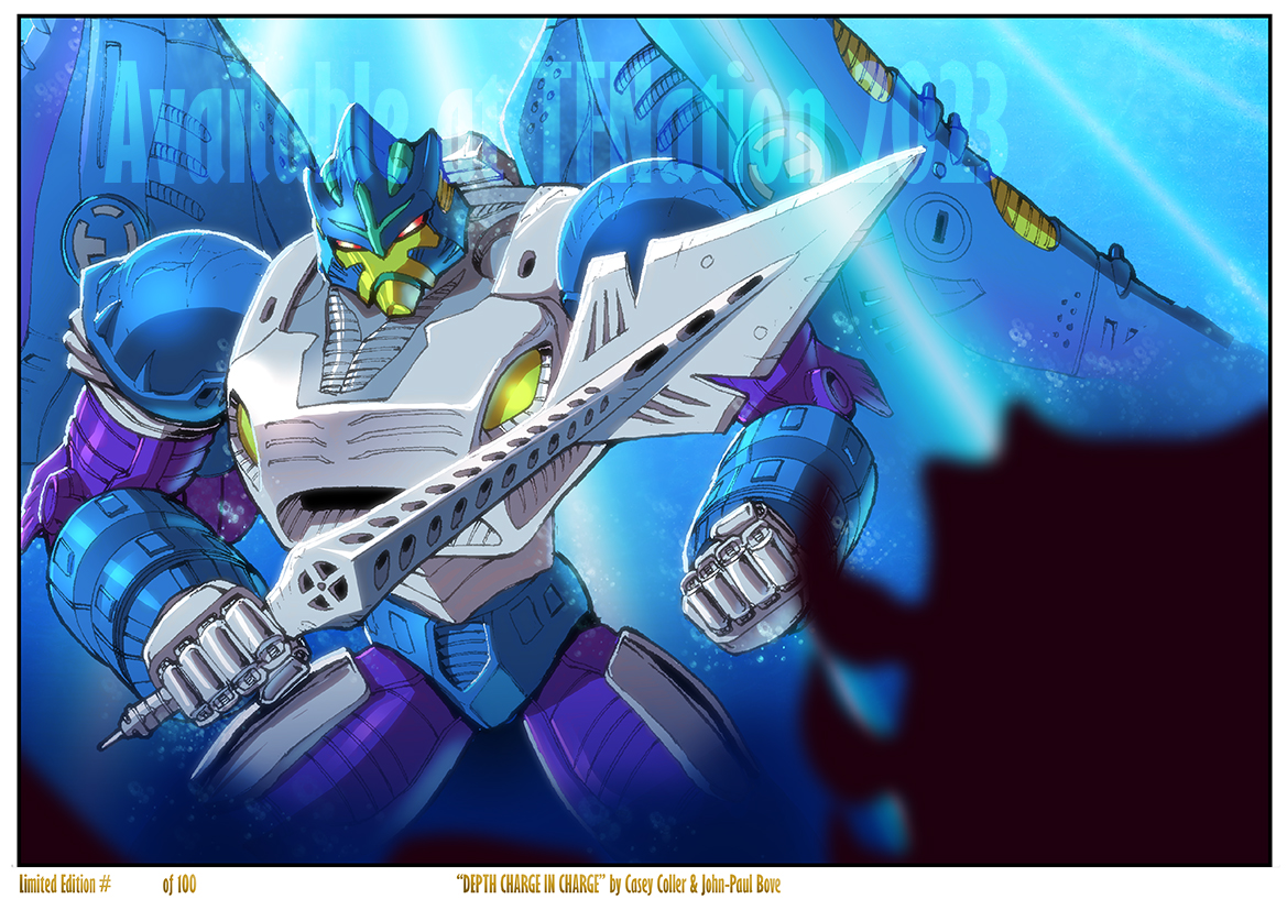 wordmongerer's tweet image. Well ain't that a kick in the lugnuts... Also @tfnationltd  this weekend is a tribute to my favourite flounder Depth Charge as voiced by the mighty @volobos! Limited to 100 copies! #depthcharge #maximal #beastwars #transformers