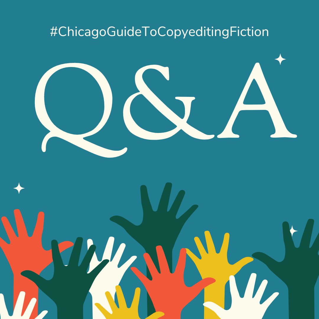 It's Q&A time again! On Tuesday, August 8 at 2:30 pm MDT I’ll be talking with Editors Calgary (editors.ca/twig/calgary) via Zoom about The Chicago Guide to Copyediting Fiction. Members free; nonmembers CAN$10. Email me for the link! amy@featherschneider.com