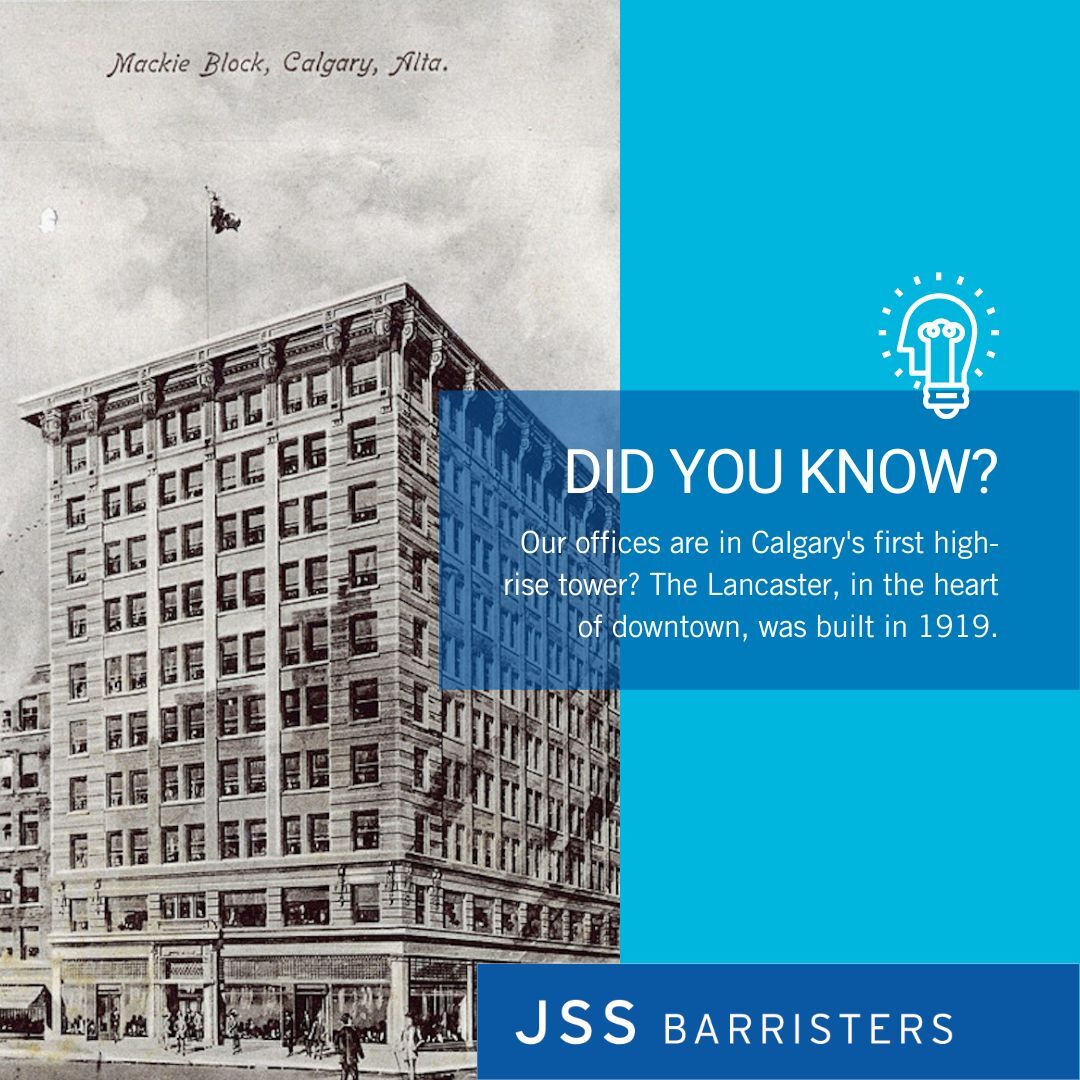 The Lancaster Building has been the home of JSS Barristers since 2002 and holds a special place in our heritage, as well as in the heart of Calgary and Alberta.
jrsengineering.com/projects/the-l… 
 
#jssbarristers #albertalawyers #LawyersCanada #calgarylawyers #ABLaw #ablitigation