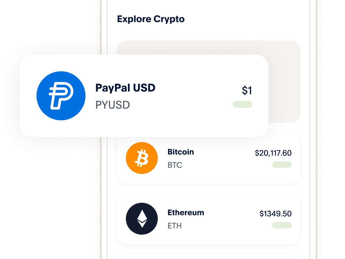 DeFi速報：決済最大手の”PayPal”はステーブルコインの”PayPal  USD=PYUSD”をPaxosとの提携により発行すると発表。バイナンスのBUSDはPaxosと提携して発行されており、規制当局から差止めを受けるも PayPalから新規発行🤔 #イーサリアム #ETH #仮想通貨 #暗号資産 #DeFi #ス ...
